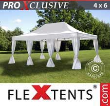 Eventtält FleXtents PRO 4x6m Vit, inkl. 8 dekorativa gardiner
