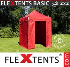Eventtält FleXtents Basic 2x2m Röd, inkl. 4 sidor