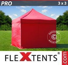 Eventtält FleXtents PRO 3x3m Röd, inkl. 4 sidor