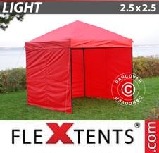 Eventtält FleXtents Light 2,5x2,5m Röd, inkl. 4 sidor