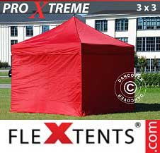 Eventtält FleXtents Pro Xtreme 3x3m Röd, inkl. 4 sidor