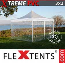 Eventtält FleXtents Pro Xtreme 3x3m Transparent, inkl. 4 sidor